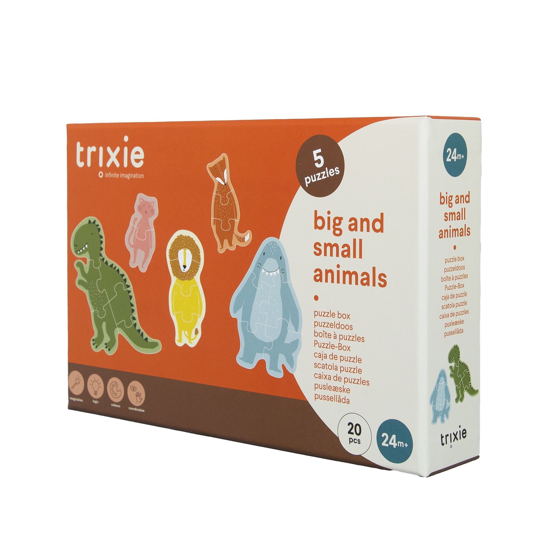 Puzzle box - Big and small animals - 5 puzzles